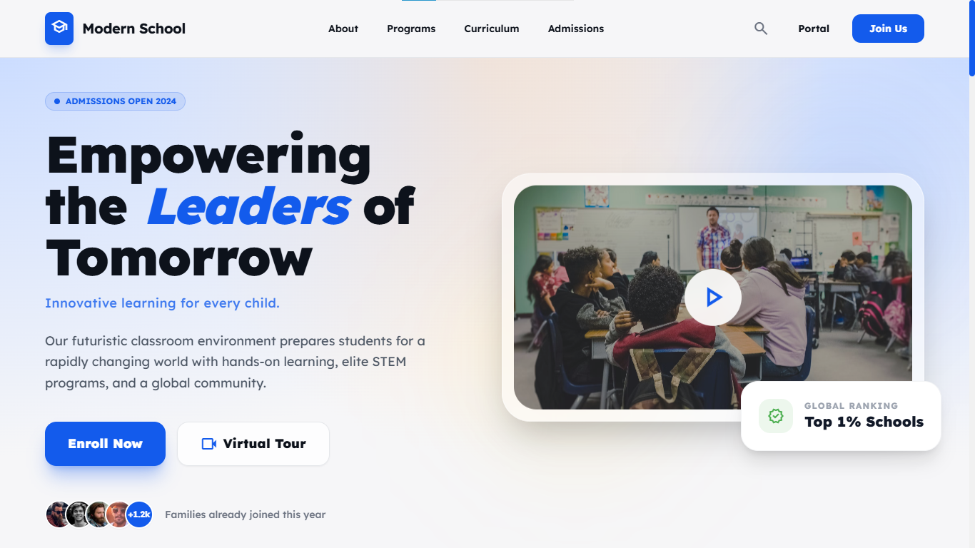 School landing page